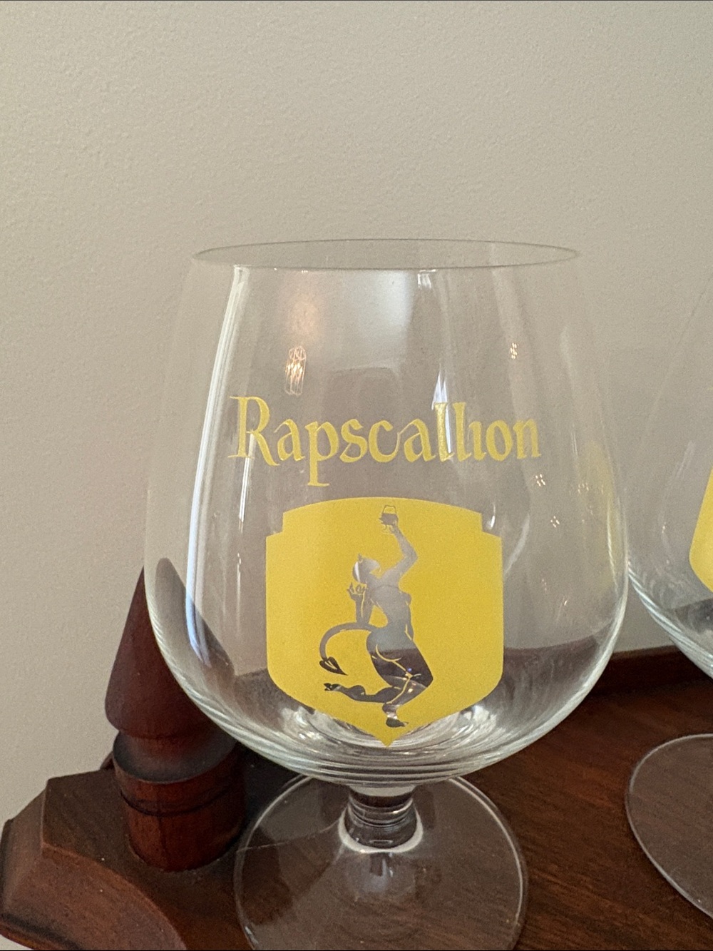 Rapscallion Brandy Snifter Barware  Glasses with Yellow Crest - Set of 3